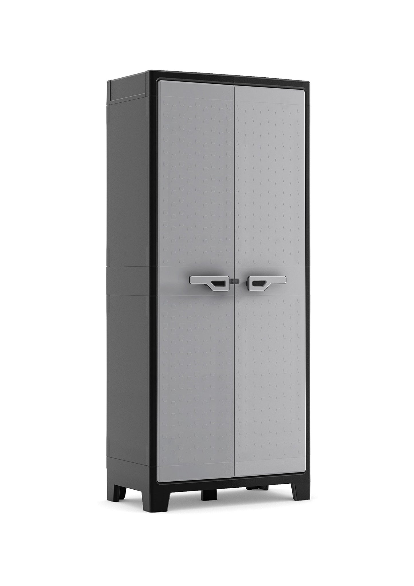 Kunststoffschrank Besenschrank 80x44x182 cm – Wasserdichter Aufbewahrungsschrank mit Einlegeböden, Schwarz/Grau, für Innen & Außen